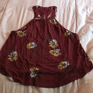 maroon, flowy, high-neck tank top